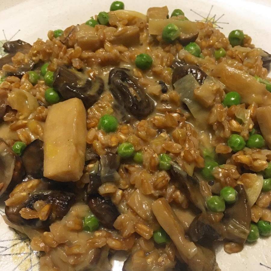 Farrotto With Mushroom, Peas and Spring Onions Details