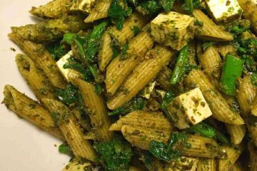 arugula spinach pesto pasta with tofu recipe